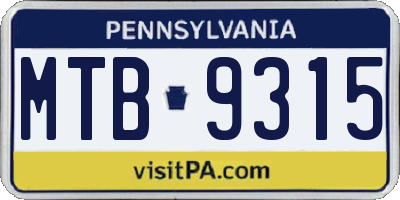PA license plate MTB9315