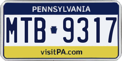 PA license plate MTB9317