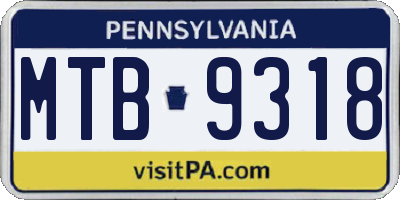 PA license plate MTB9318