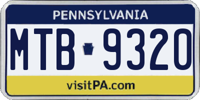 PA license plate MTB9320