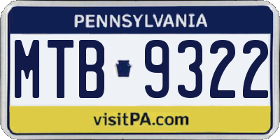 PA license plate MTB9322