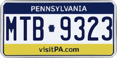 PA license plate MTB9323