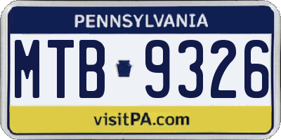 PA license plate MTB9326