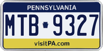 PA license plate MTB9327
