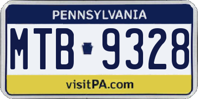 PA license plate MTB9328