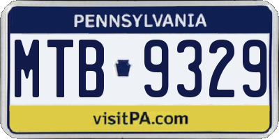 PA license plate MTB9329