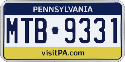 PA license plate MTB9331