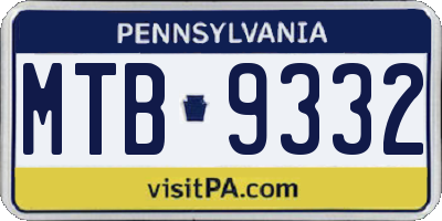 PA license plate MTB9332