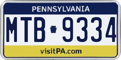 PA license plate MTB9334