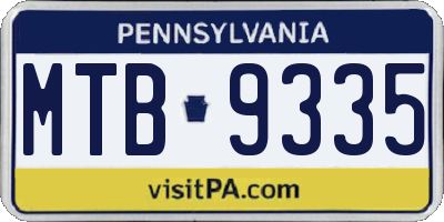 PA license plate MTB9335