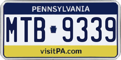 PA license plate MTB9339