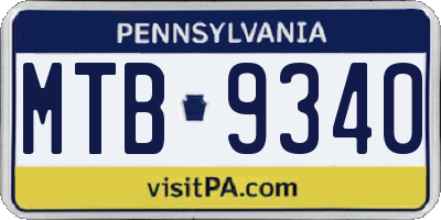 PA license plate MTB9340