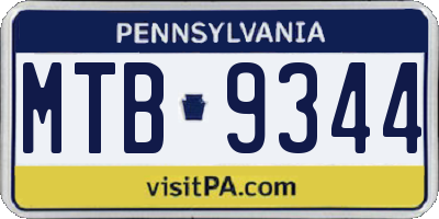 PA license plate MTB9344
