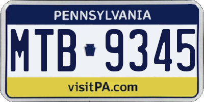 PA license plate MTB9345