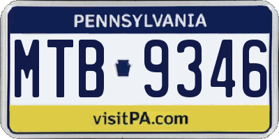 PA license plate MTB9346
