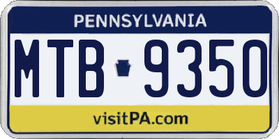 PA license plate MTB9350