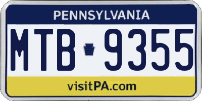 PA license plate MTB9355
