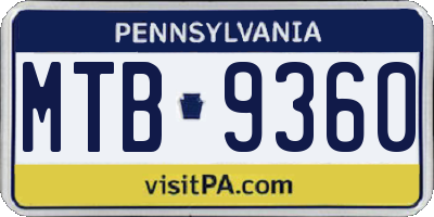 PA license plate MTB9360