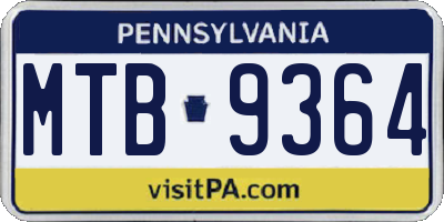 PA license plate MTB9364
