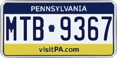 PA license plate MTB9367
