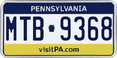PA license plate MTB9368