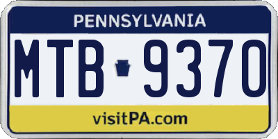 PA license plate MTB9370