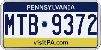PA license plate MTB9372