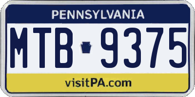 PA license plate MTB9375