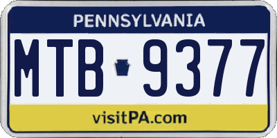 PA license plate MTB9377