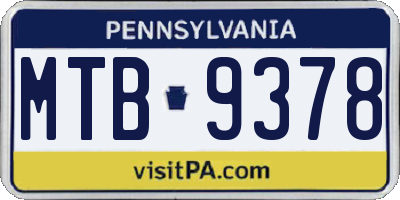 PA license plate MTB9378
