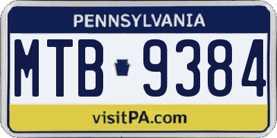 PA license plate MTB9384