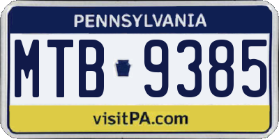 PA license plate MTB9385