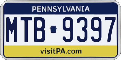 PA license plate MTB9397
