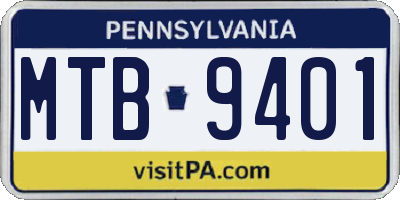PA license plate MTB9401