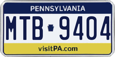 PA license plate MTB9404