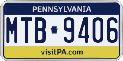 PA license plate MTB9406