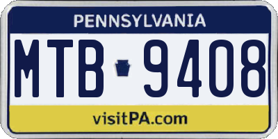 PA license plate MTB9408