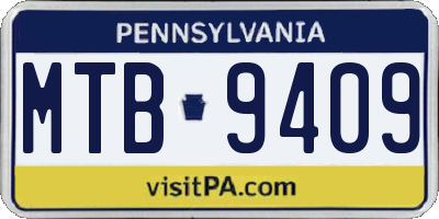 PA license plate MTB9409