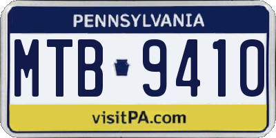 PA license plate MTB9410