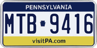 PA license plate MTB9416