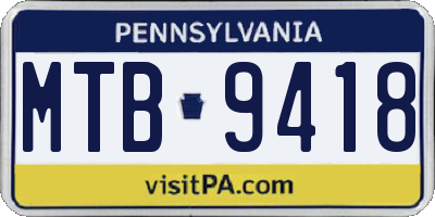 PA license plate MTB9418
