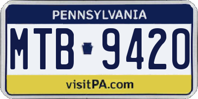 PA license plate MTB9420