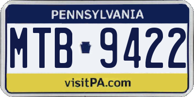 PA license plate MTB9422