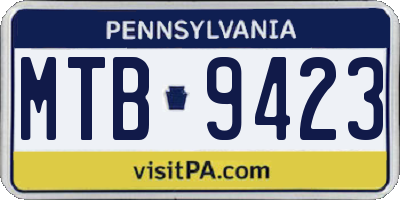 PA license plate MTB9423