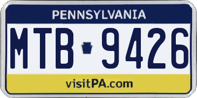 PA license plate MTB9426