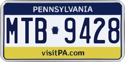 PA license plate MTB9428