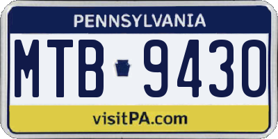 PA license plate MTB9430