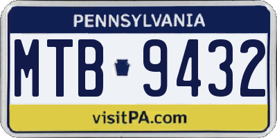 PA license plate MTB9432
