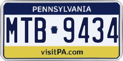 PA license plate MTB9434
