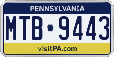 PA license plate MTB9443